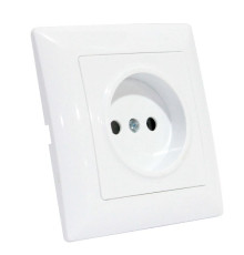Розетка одинарна без заземлення біла TINA