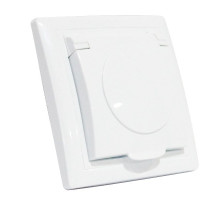 Розетка із заземленням із кришкою біла TINA