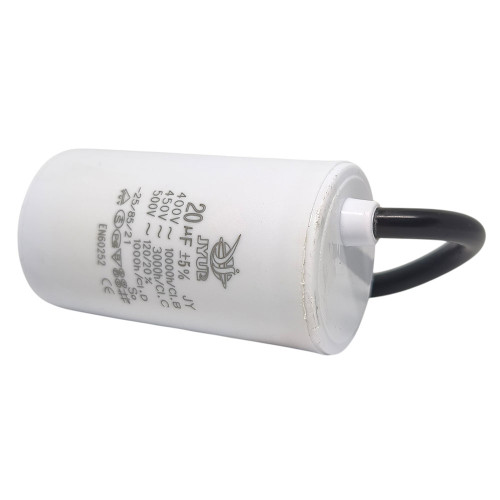 Конденсатор CBB-60 20 мкФ mF 450 VAC (±5%) JYUL (40х70 mm) Big кабель ( 1017792 )