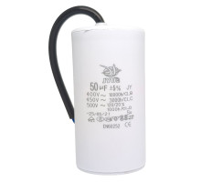Конденсатор CBB-60 50 мкФ mF 450 VAC (±5%) JYUL (50х92 mm) кабель
