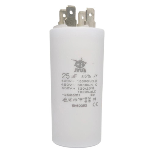 Конденсатор CBB-60 H 25 мкФ mF mF 450 VAC (±5%) JYUL (35*70 mm) Small (маленький) клеммы ( 1017993 )