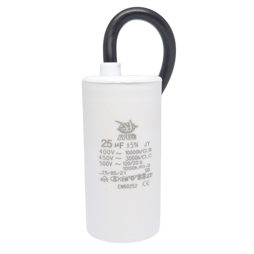 Конденсатор CBB-60 25 мкФ mF 450 VAC (±5%) JYUL (35х70 mm) Small (маленький) кабель ( 1017995 )