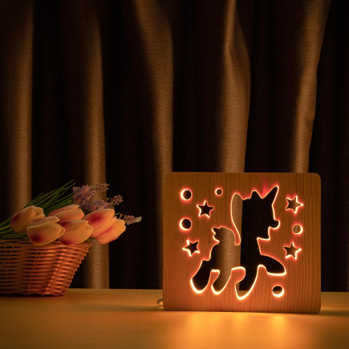 Світильник нічник ArtEco Light з дерева LED "Поні-єдиноріг" з пультом та регулюванням кольору, RGB ( 1020391 )