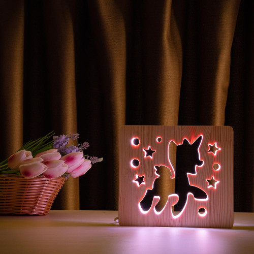 Світильник нічник ArtEco Light з дерева LED "Поні-єдиноріг" з пультом та регулюванням кольору, RGB ( 1020391 )