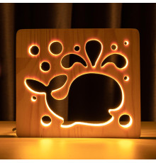 Світильник нічник ArtEco Light з дерева LED "Кит" з пультом та регулюванням світла, колір теплий білий