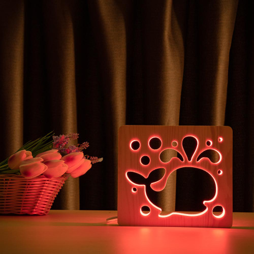 Светильник ночник ArtEco Light из дерева LED "Кит" с пультом и регулировкой цвета, RGB ( 1020435 )