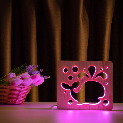 Светильник ночник ArtEco Light из дерева LED "Кит" с пультом и регулировкой цвета, RGB ( 1020435 )
