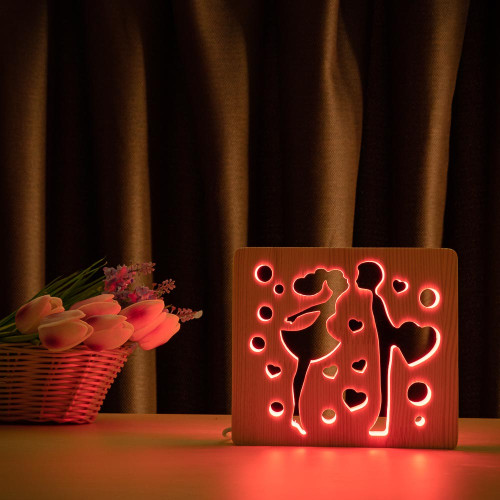 Светильник ночник ArtEco Light из дерева LED "Влюбленная пара" с пультом и регулировкой цвета, RGB ( 1020447 )