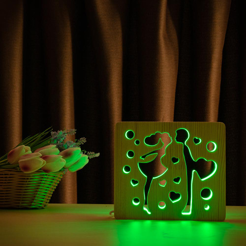 Светильник ночник ArtEco Light из дерева LED "Влюбленная пара" с пультом и регулировкой цвета, RGB ( 1020447 )