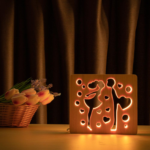 Светильник ночник ArtEco Light из дерева LED "Влюбленная пара" с пультом и регулировкой цвета, RGB ( 1020447 )