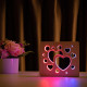 Светильник ночник ArtEco Light из дерева LED "Сердечки" с пультом и регулировкой цвета, двойной RGB ( 1020456 )