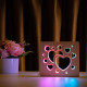 Светильник ночник ArtEco Light из дерева LED "Сердечки" с пультом и регулировкой цвета, двойной RGB ( 1020456 )