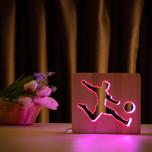 Светильник ночник ArtEco Light из дерева LED "Футболист с мячом" с пультом и регулировкой цвета, RGB ( 1020463 )