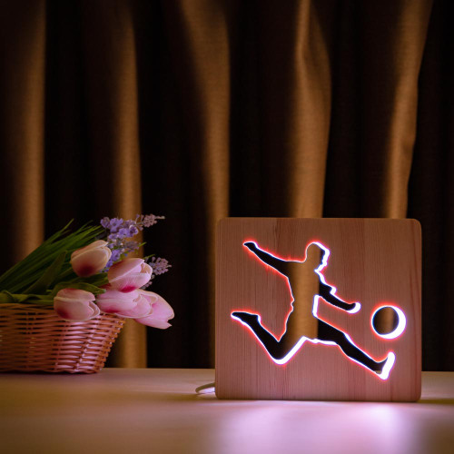Светильник ночник ArtEco Light из дерева LED "Футболист с мячом" с пультом и регулировкой цвета, RGB ( 1020463 )