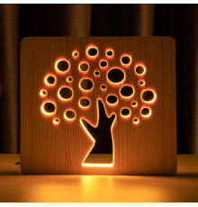 Світильник нічник ArtEco Light з дерева LED "Деревце" з пультом та регулюванням світла, колір теплий білий
