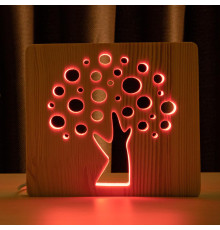 Світильник нічник ArtEco Light з дерева LED "Деревце" з пультом та регулюванням кольору, RGB