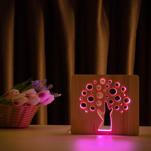 Светильник ночник ArtEco Light из дерева LED "Деревце" с пультом и регулировкой цвета, RGB ( 1020479 )