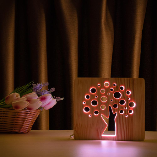 Светильник ночник ArtEco Light из дерева LED "Деревце" с пультом и регулировкой цвета, RGB ( 1020479 )