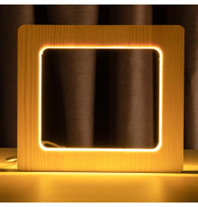 Світильник нічник ArtEco Light з дерева LED "Квадрат" з пультом та регулюванням світла, колір теплий білий