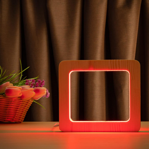 Светильник ночник ArtEco Light из дерева LED "Квадрат" с пультом и регулировкой цвета, RGB ( 1021448 )