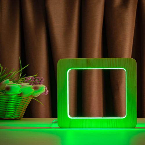 Светильник ночник ArtEco Light из дерева LED "Квадрат" с пультом и регулировкой цвета, RGB ( 1021448 )