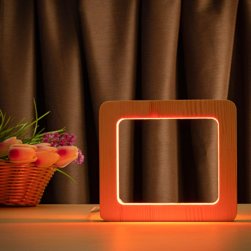 Светильник ночник ArtEco Light из дерева LED "Квадрат" с пультом и регулировкой цвета, RGB ( 1021448 )