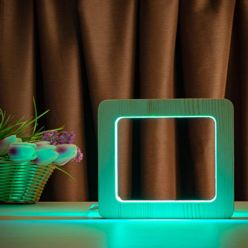 Светильник ночник ArtEco Light из дерева LED "Квадрат" с пультом и регулировкой цвета, RGB ( 1021448 )