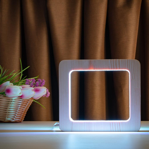 Светильник ночник ArtEco Light из дерева LED "Квадрат" с пультом и регулировкой цвета, RGB ( 1021448 )