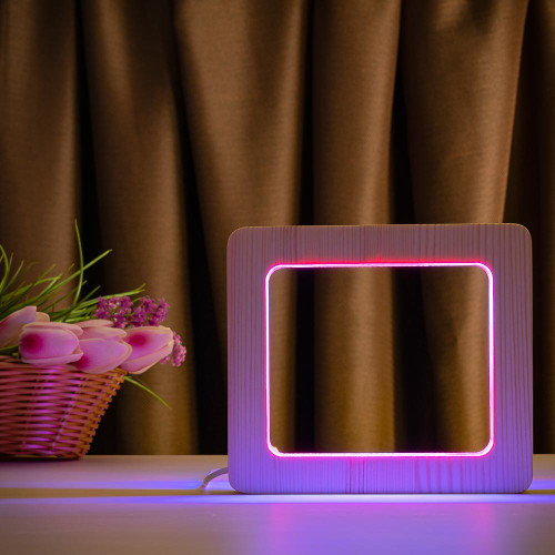 Светильник ночник ArtEco Light из дерева LED "Квадрат" с пультом и регулировкой цвета, двойной RGB ( 1021449 )
