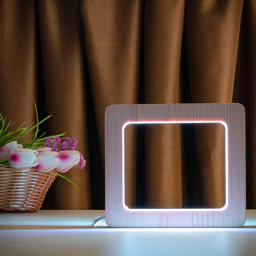 Светильник ночник ArtEco Light из дерева LED "Квадрат" с пультом и регулировкой цвета, двойной RGB ( 1021449 )