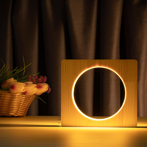 Светильник ночник ArtEco Light из дерева LED "Круг" с пультом и регулировкой света, цвет теплый белый ( 1021450 )