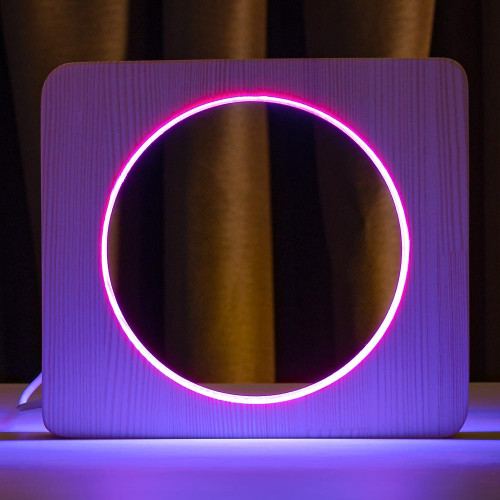 Светильник ночник ArtEco Light из дерева LED "Круг" с пультом и регулировкой цвета, двойной RGB ( 1021452 )