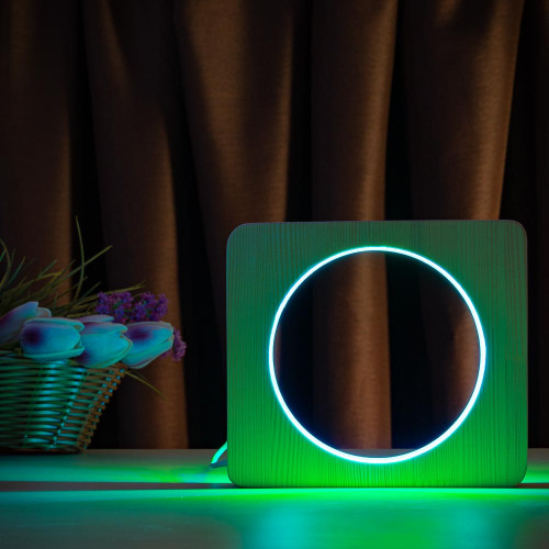 Светильник ночник ArtEco Light из дерева LED "Круг" с пультом и регулировкой цвета, двойной RGB ( 1021452 )