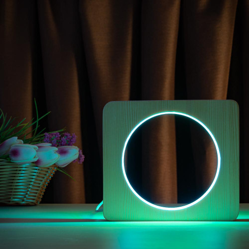 Светильник ночник ArtEco Light из дерева LED "Круг" с пультом и регулировкой цвета, двойной RGB ( 1021452 )