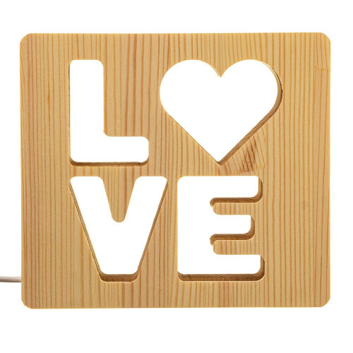 Світильник нічник ArtEco Light з дерева LED "LOVE" з пультом та регулюванням кольору, подвійний RGB ( 1021458 )