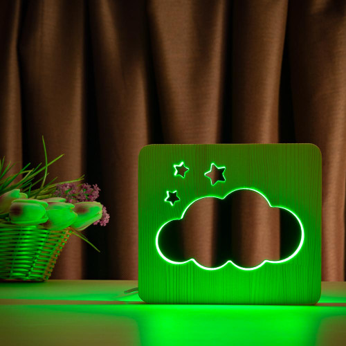 Светильник ночник ArtEco Light из дерева LED "Тучка" с пультом и регулировкой цвета, RGB ( 1021460 )