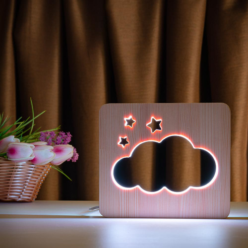 Светильник ночник ArtEco Light из дерева LED "Тучка" с пультом и регулировкой цвета, RGB ( 1021460 )