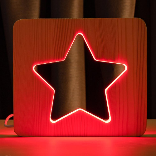 Светильник ночник ArtEco Light из дерева LED "Звезда" с пультом и регулировкой цвета, RGB ( 1021473 )