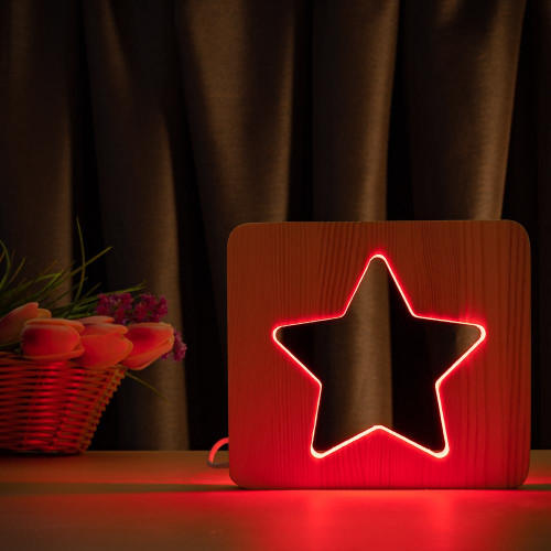 Светильник ночник ArtEco Light из дерева LED "Звезда" с пультом и регулировкой цвета, RGB ( 1021473 )