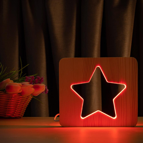 Светильник ночник ArtEco Light из дерева LED "Звезда" с пультом и регулировкой цвета, RGB ( 1021473 )