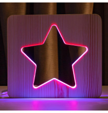 Світильник нічник ArtEco Light з дерева LED "Зірка" з пультом та регулюванням кольору, подвійний RGB