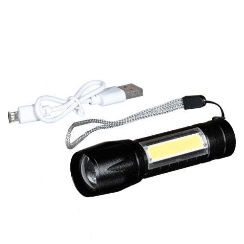 Фонарик тактический с USB зарядкой, в боксе (черный) ( 1022121 )
