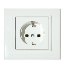 Розетка одинарна із заземленням біла MINA