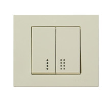 Вимикач 2-клавішний з підсвічуванням кремовий GRANO