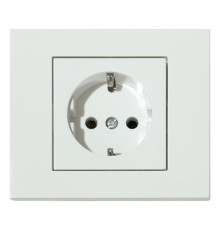 Розетка одинарна із заземленням біла GRANO