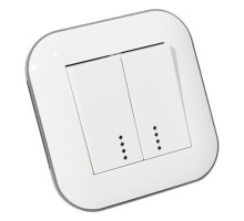 Вимикач 2-клавішний з підсвічуванням LOFT білий+сірий