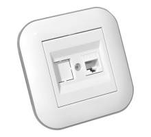 Розетка комп'ютерна (CAT6) LOFT білий+сірий