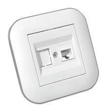 Розетка комп'ютерна (CAT6) LOFT білий+сірий