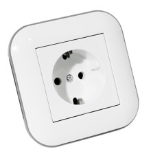 Розетка одинарна із заземленням LOFT білий+сірий