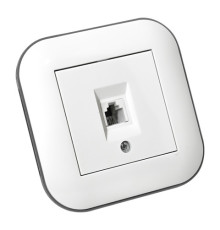 Розетка телефонна LOFT білий+сірий